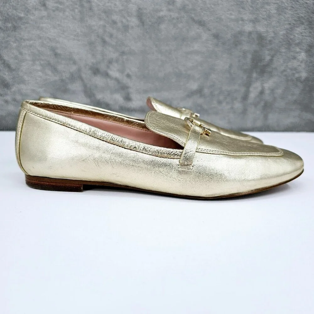 Kate Spade NY Cape Cod Loafers 6 B Metallic Gold Slip On Flat Leather Almond Toe